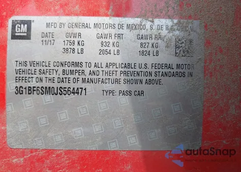 2018 Chevrolet Cruze Premier Auto z USA, uszkodzony, nr VIN 3G1BF6SM0JS564471